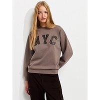 New Look Leopard Print Nyc Graphic Sweatshirt - Brown