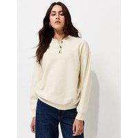 New Look Cotton Rich Henley Collar Sweatshirt - Cream