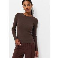 New Look Ribbed Lightweight Crew Neck Jumper - Brown