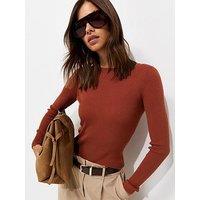 New Look Rust Ribbed Lightweight Crew Neck Jumper - Brown
