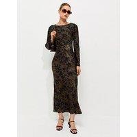 New Look Long Sleeve Floral Midi Dress - Green