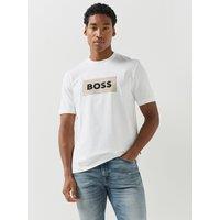 Boss Mens C-Taut 26 Embroidered Box Logo Cotton T-Shirt - White