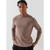 Hugo Mens Austin Waffle Texture Long Sleeve Loungewear Top - Brown