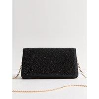 New Look Black Diamante Embellished Chain Shoulder Bag