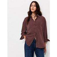 New Look Striped Oversized Shirt - Red