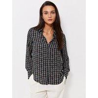 New Look Geometric Print Long Sleeve Shirt - Blue