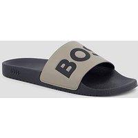 Boss Mens Aryeh Logo Strap Slip-On Sliders - Brown