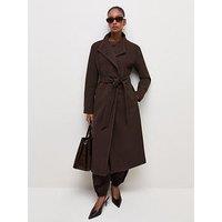 New Look Funnel Neck Tie Waist Coat - Brown