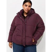 New Look Curves Cropped Puffer Jacket - Red