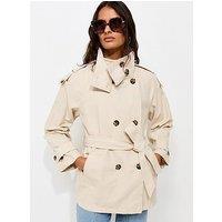 New Look Funnel Neck Trench Jacket - Beige