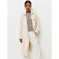 New Look Waterfall Front Draped Mid Length Coat - Beige