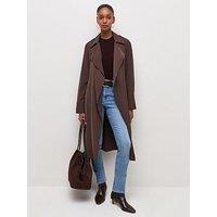 New Look Waterfall Front Draped Mid-Length Coat - Brown
