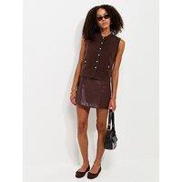 New Look Midweight Knit Dome Button Waistcoat - Brown