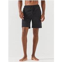 Boss Waffle Emblem Print Loungwear Shorts - Black