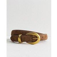 New Look Women'S Faux Suede Contrast Stitch Belt - Brown