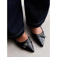 New Look Black Patent Faux Leather Dorsay Buckle Detail Flats