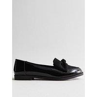New Look Black Faux Patent Leather Bow Loafers