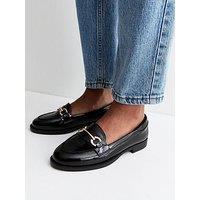 New Look Patent Faux Leather Horsebit Loafers - Black
