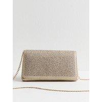 New Look Womens Diamante Envelope Chain Shoulder Bag - Gold
