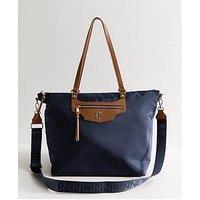 New Look Navy Woven Logo Plaque Zipped Tote School & Bag - Blue