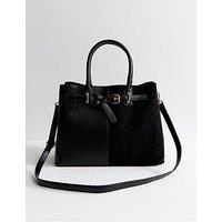 New Look Snake Embossed Faux Leather Belted Tote School & Bag - Black
