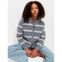 New Look Knitted Stripe Cardigan - Blue