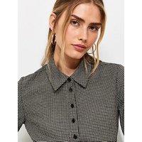 New Look Black Cotton Check Fitted Long Sleeve Shirt