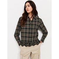 New Look Cotton Checked Lace Trim Shirt - Black