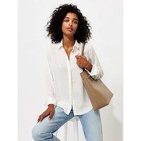 New Look Concealed Button Long Sleeve Shirt - White