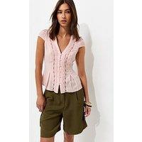 New Look Lace Trim Cap Sleeve Blouse - Light Pink
