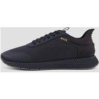 Boss Mens Nitan Textured Lace-Up Cushioned Trainers - Black