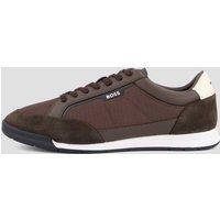 Boss Mens Nitan Textured Lace-Up Trainers - Brown