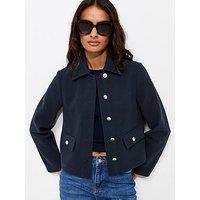 New Look Button Front Collared Shacket - Blue
