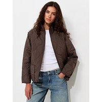 New Look Quilted High Neck Jacket - Brown