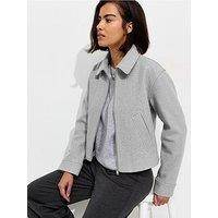 New Look Felt Zip Through Shacket - Grey