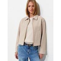 New Look Felt Zip Through Shacket - Beige