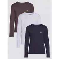 Boss Mens 3 Pack Cotton Crew Neck Long Sleeve T-Shirts