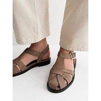 New Look Faux Suede Gladiator Strap Flat Sandals - Light Brown