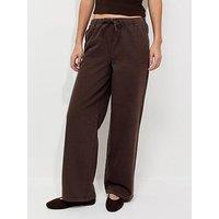 New Look Denim Wide Leg Drawstring Waist Jeans - Brown
