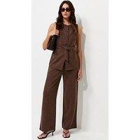New Look Womens Wide Leg High Rise Soft Touch Trousers - Brown