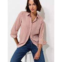 New Look Pink Striped Concealed Button Long Sleeve Shirt