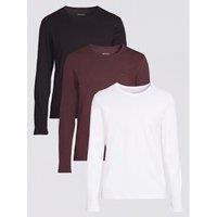 Boss Mens 3 Pack Cotton Crew Neck Long Sleeve T-Shirts