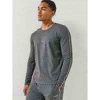 Boss Unique Global Stripe Taped Loungewear Long Sleeve T-Shirt - Grey