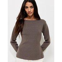 New Look Compact Knit Longline Jumper - Brown
