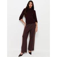 New Look Womens Wide Leg Compact Knit Trousers - Dark Red