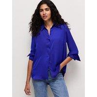 New Look Satin Long Sleeve Shirt - Blue