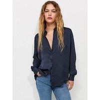 New Look Satin Long Sleeve Shirt - Blue