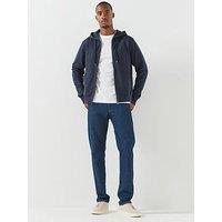 Boss Men'S Relaxed Fit Zip Through Hoodie With Drawstring Hood - Navy