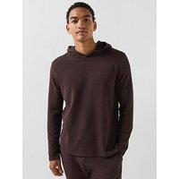 Boss Regular Fit Waffle Loungewear Hoodie - Brown