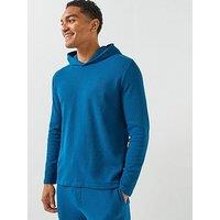 Boss Regular Fit Waffle Loungewear Hoodie - Blue